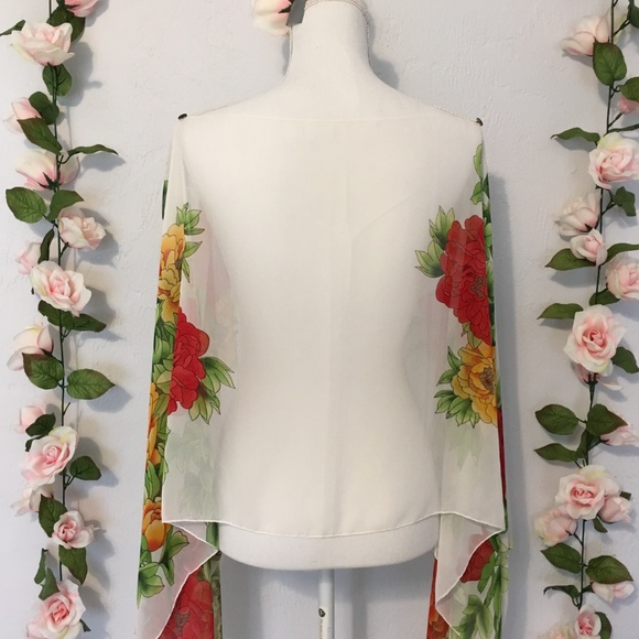 Swimsuit Poncho Cover up / Sheer Flowy Overshirt - Picture 8 of 8